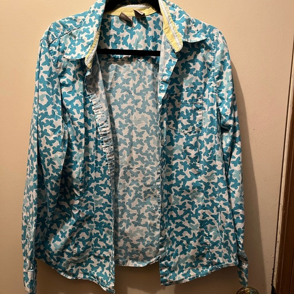 L.L. Bean Blue and White Button Down Shirt - Picture 1 of 1